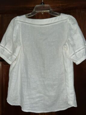 Ann Taylor Factory White Linen Short Sleeve Top SP